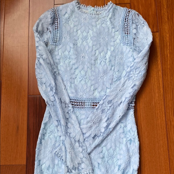 Elegant Light Blue Lace Dress - Picture 7 of 8